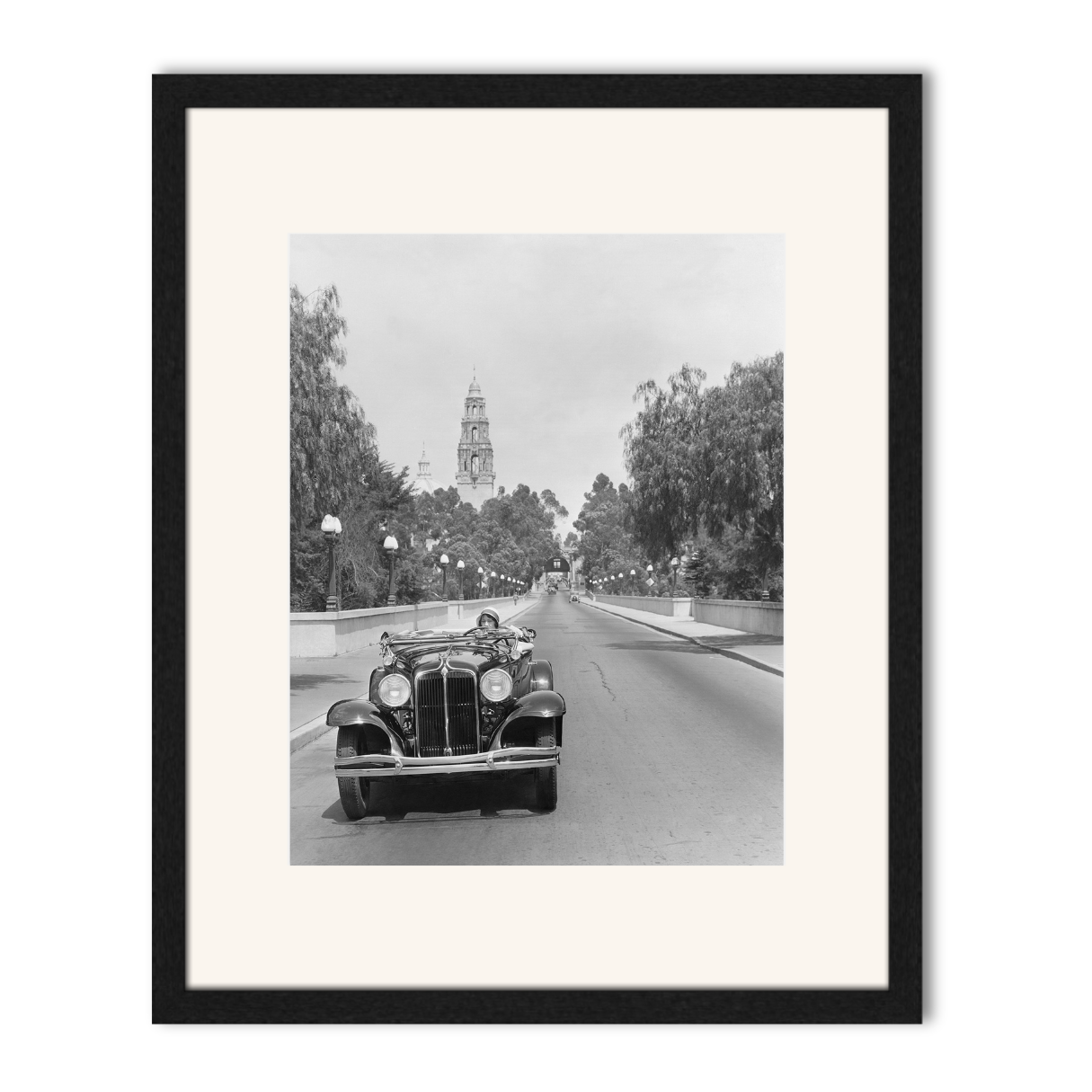 Young woman Driving on Cabrillo Bridge, 1931.