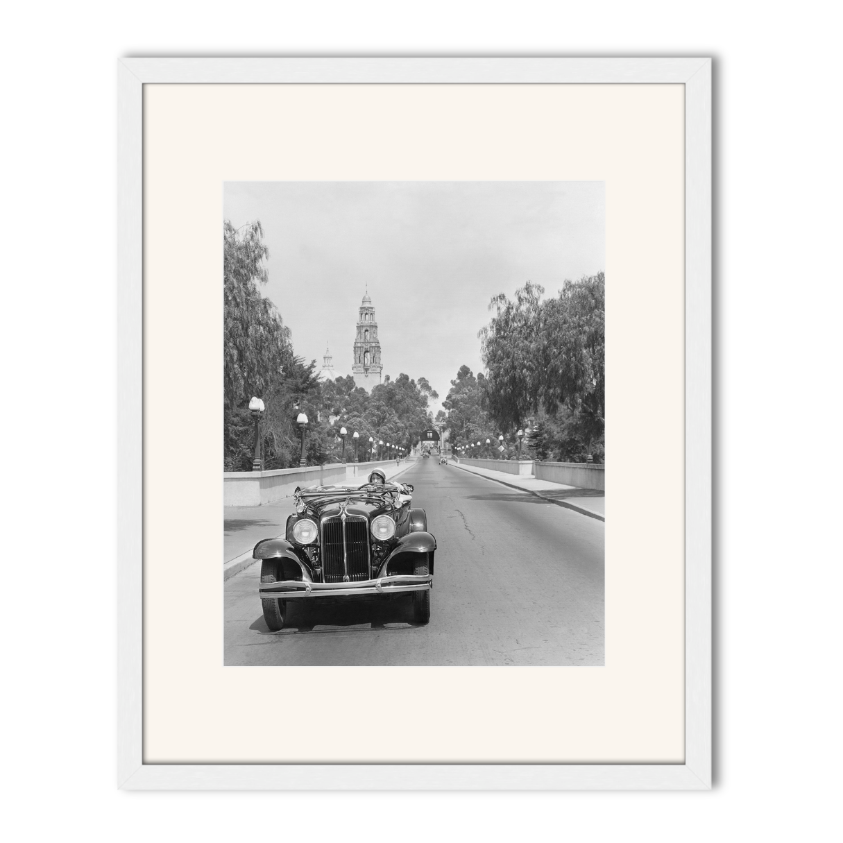 Young woman Driving on Cabrillo Bridge, 1931.
