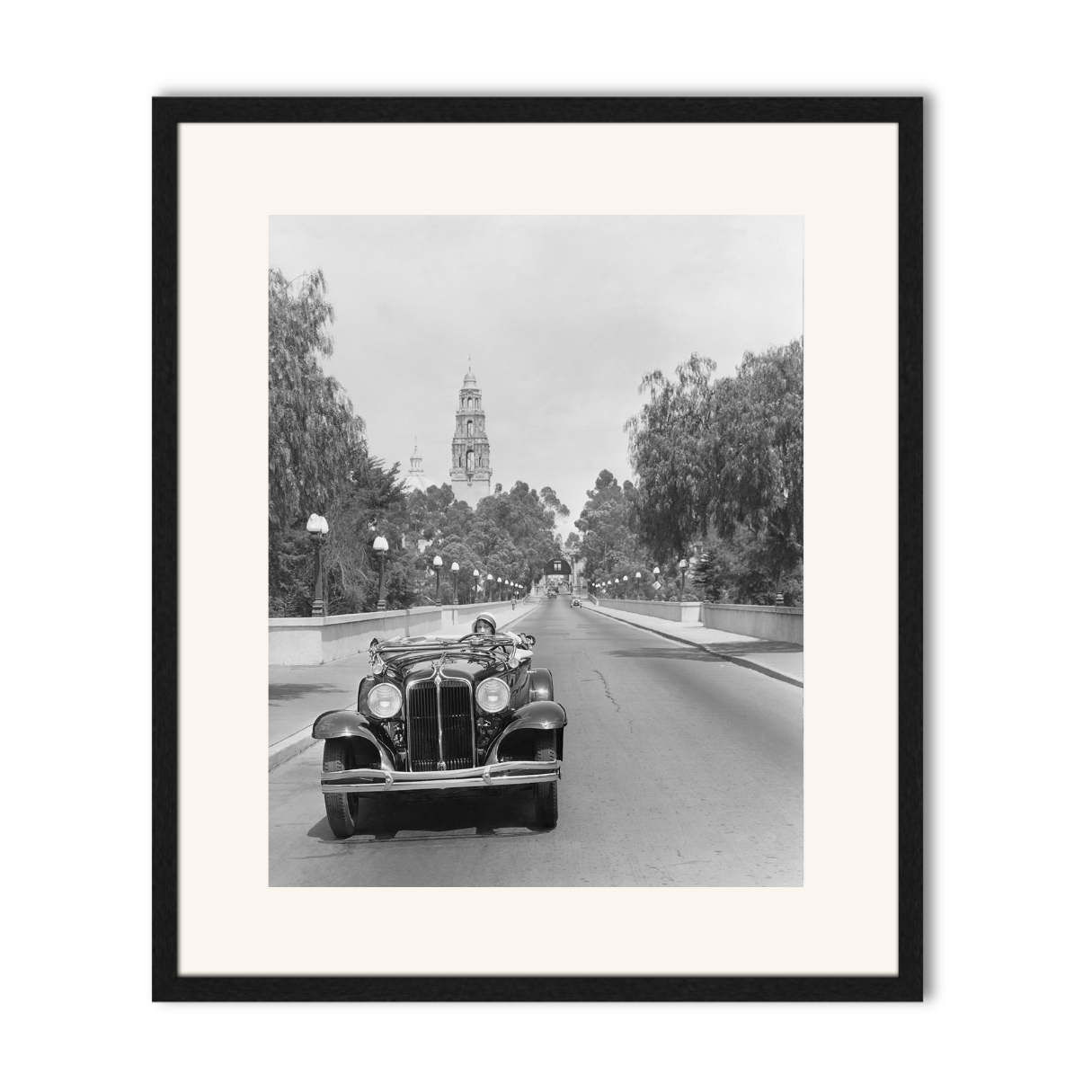 Young woman Driving on Cabrillo Bridge, 1931.