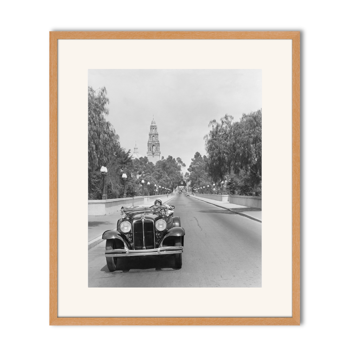 Young woman Driving on Cabrillo Bridge, 1931.