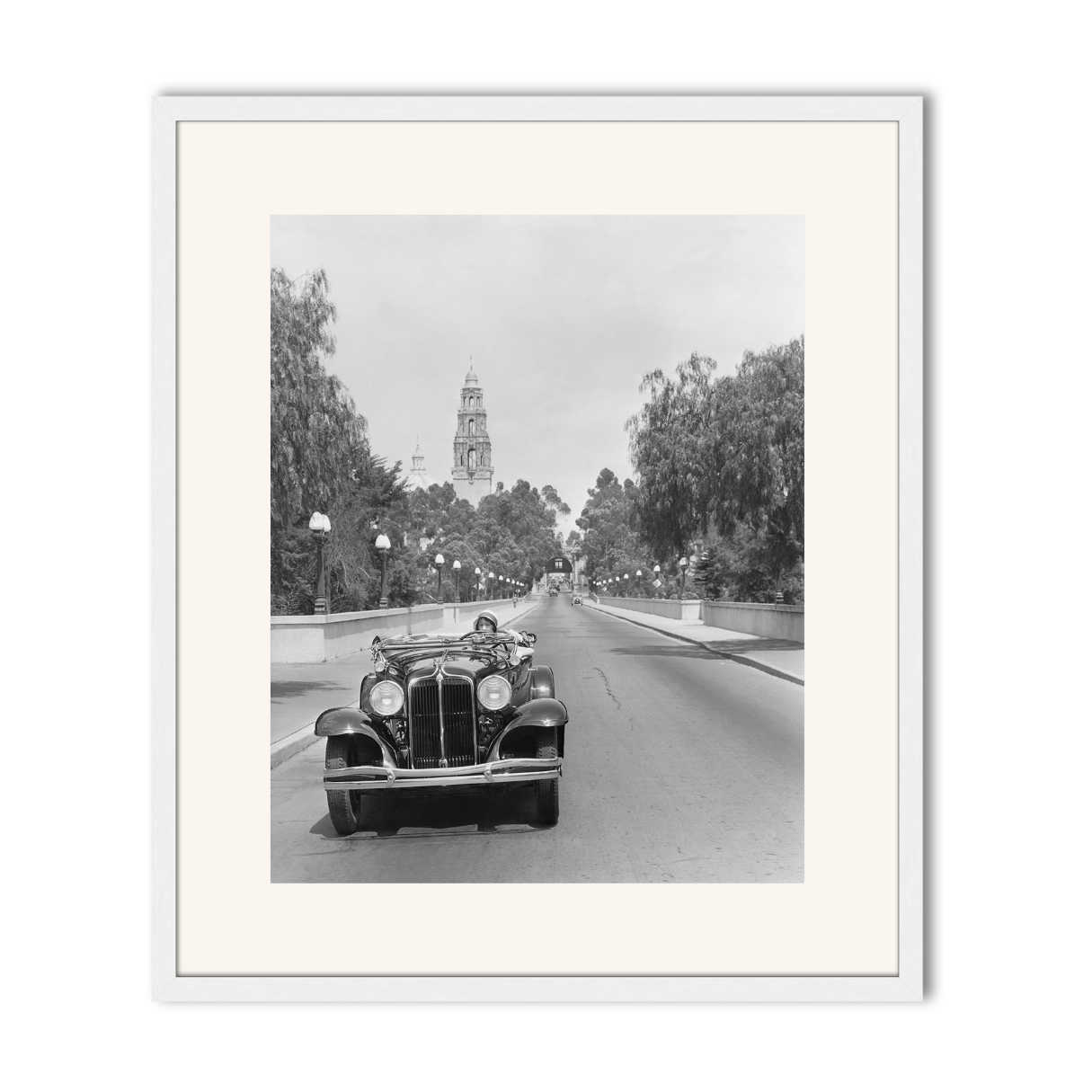 Young woman Driving on Cabrillo Bridge, 1931.