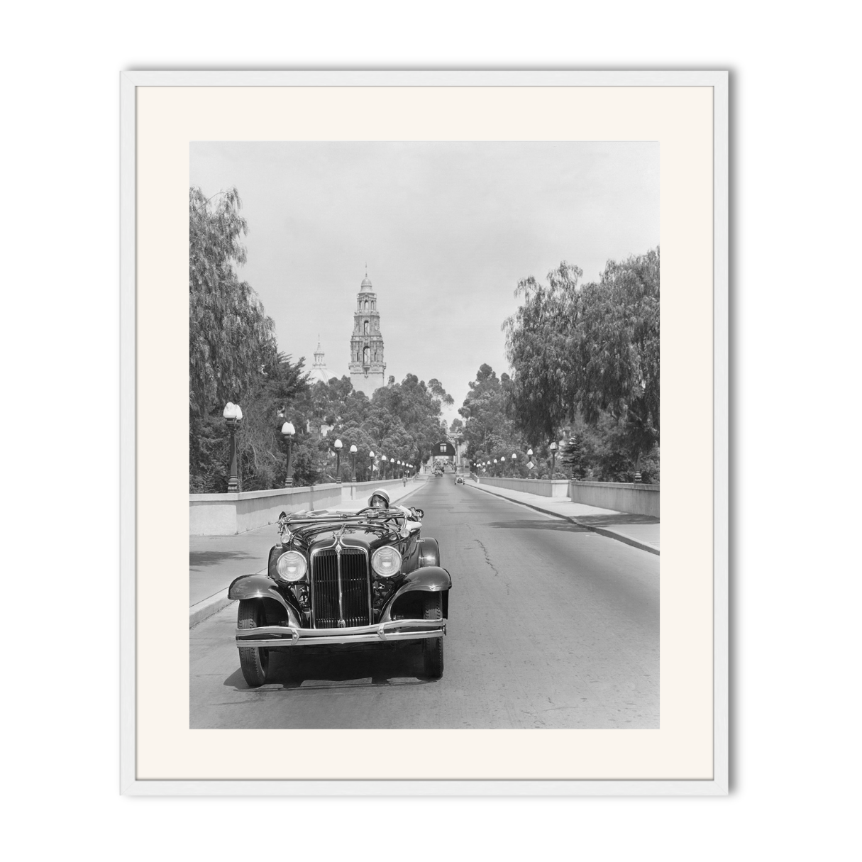Young woman Driving on Cabrillo Bridge, 1931.