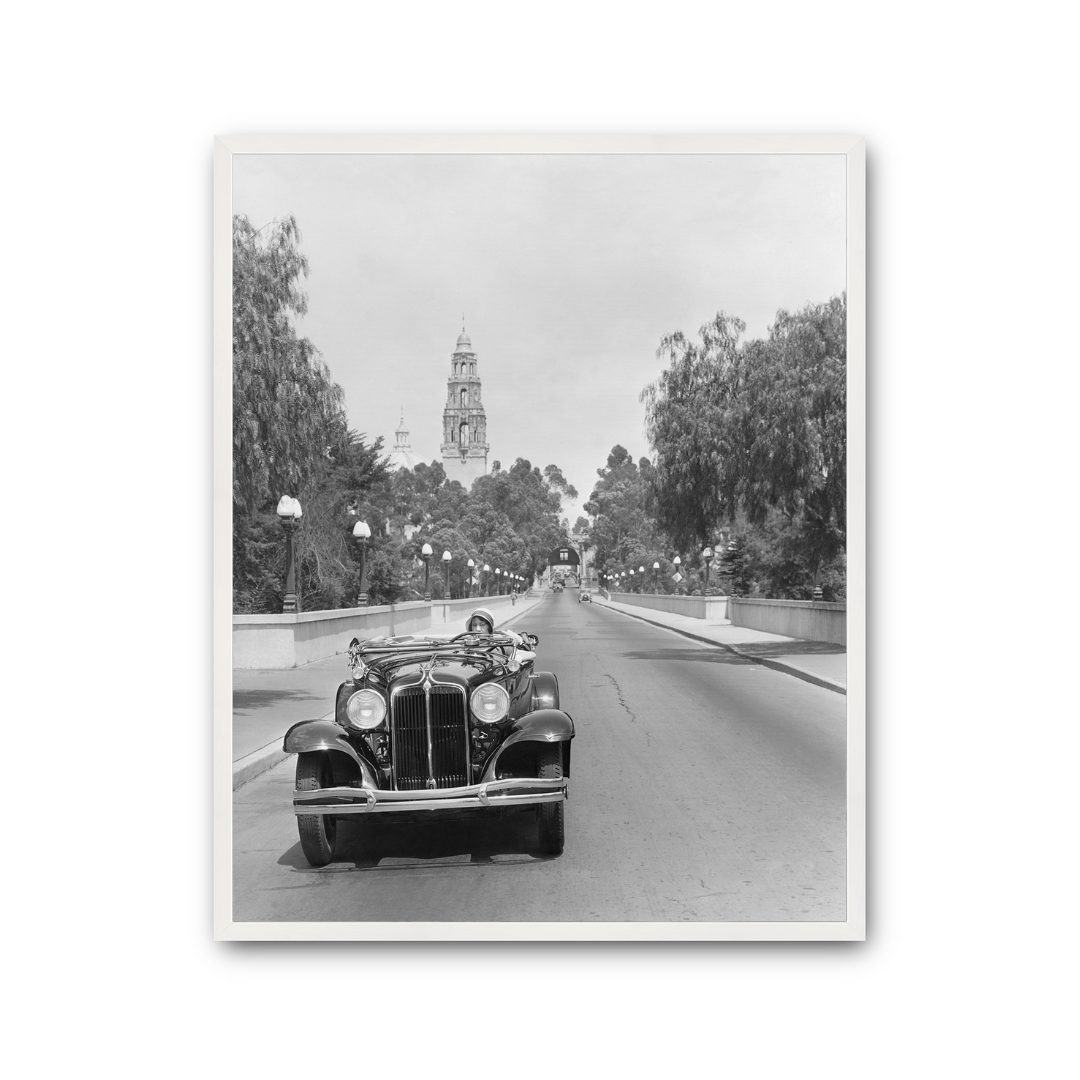 Young woman Driving on Cabrillo Bridge, 1931.
