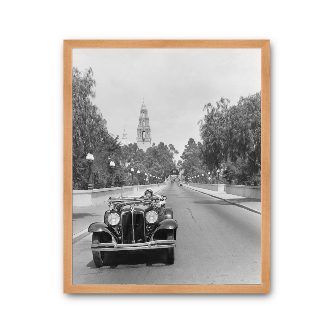 Young woman Driving on Cabrillo Bridge, 1931.