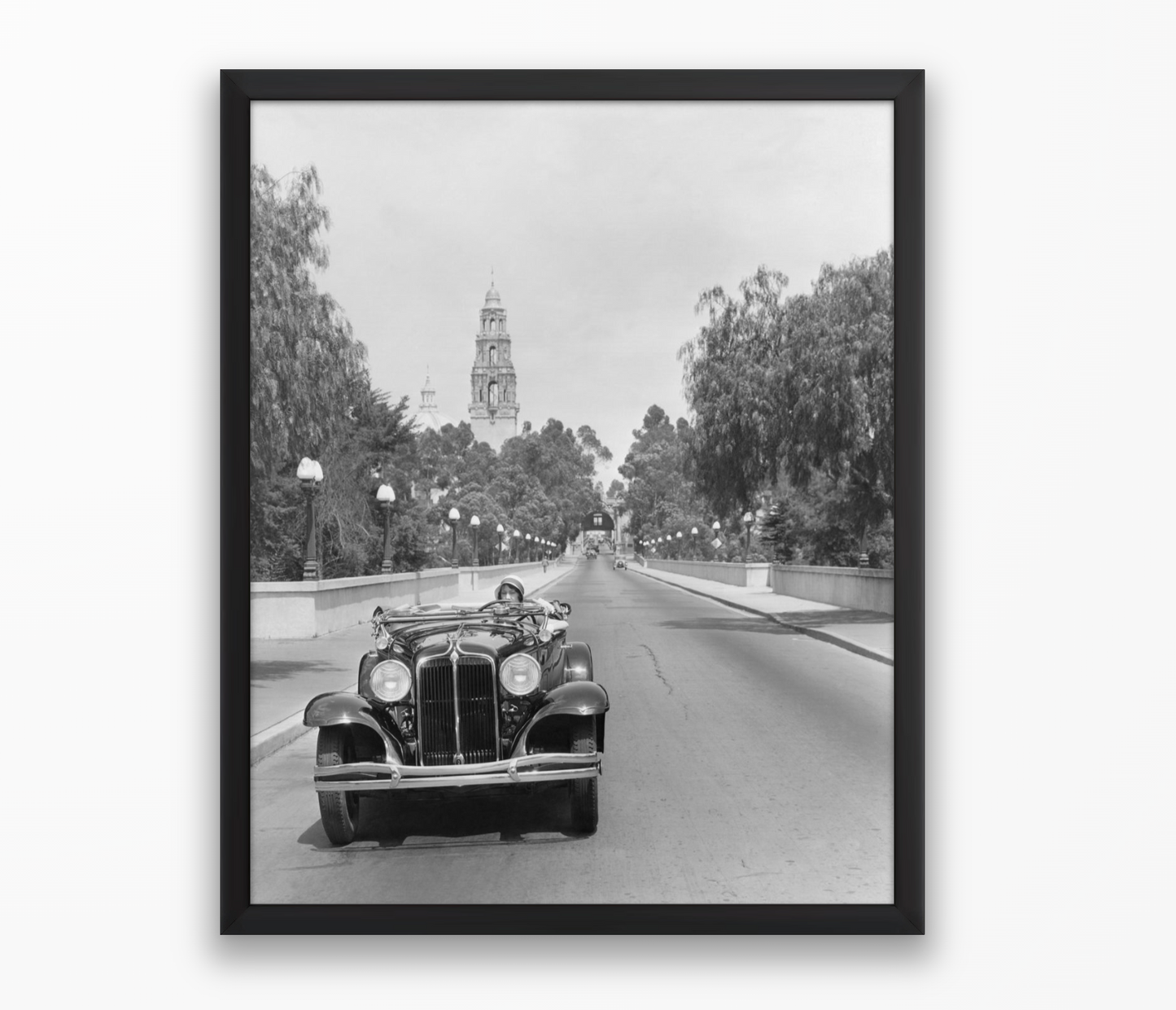 Young Woman Driving on Cabrillo Bridge, 1931