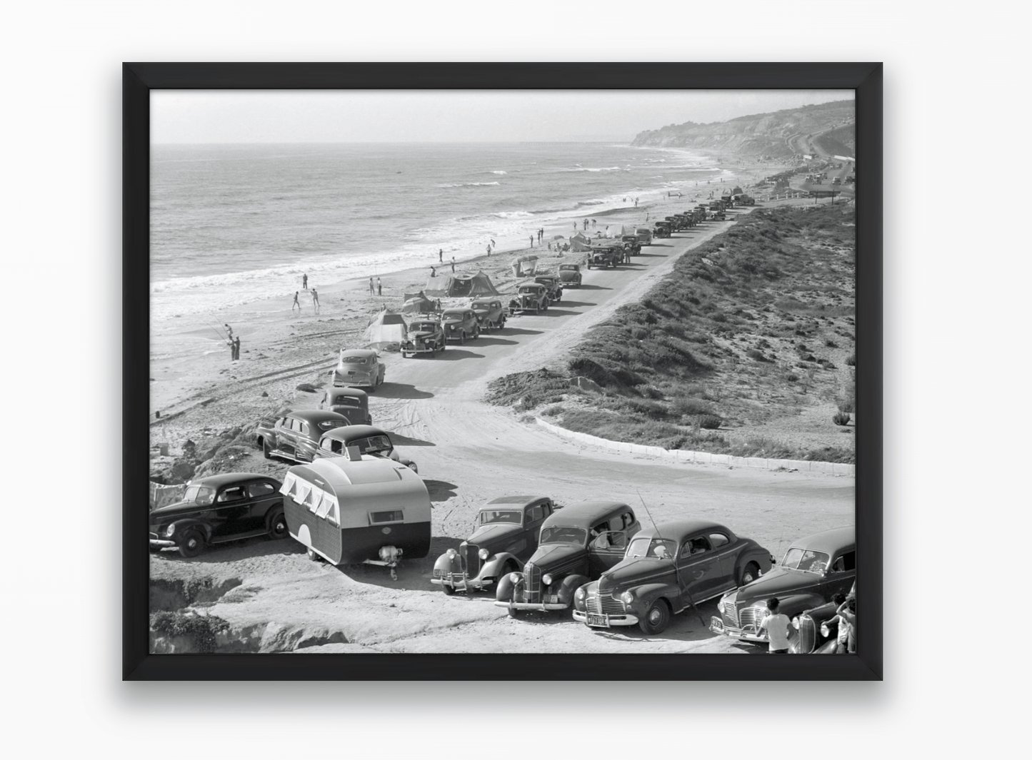 Highway 101 Traffic Near Torrey Pines State Beach, 1941