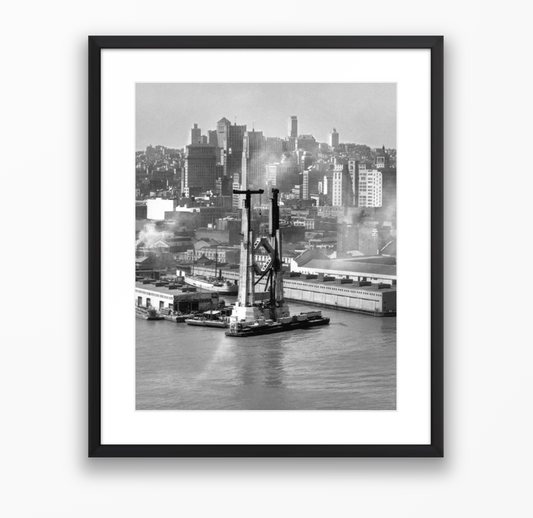 View of the Bay Bridge under construction and San Francisco skyline, 1934