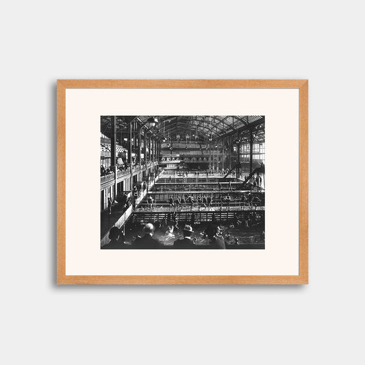 View of Sutro Baths with Spectators and Small Pools, circa 1900