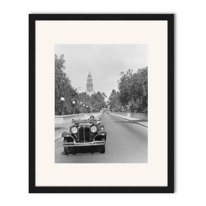 Young woman Driving on Cabrillo Bridge, 1931.