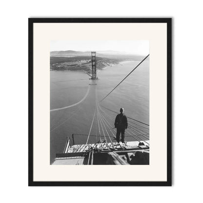 Man Standing on Cables of Golden Gate Bridge During Construction, 1935.