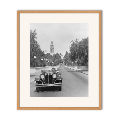 Young woman Driving on Cabrillo Bridge, 1931.