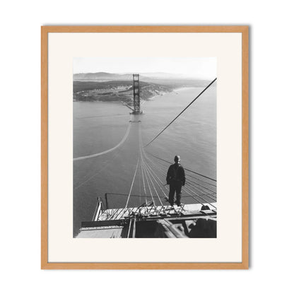 Man Standing on Cables of Golden Gate Bridge During Construction, 1935.