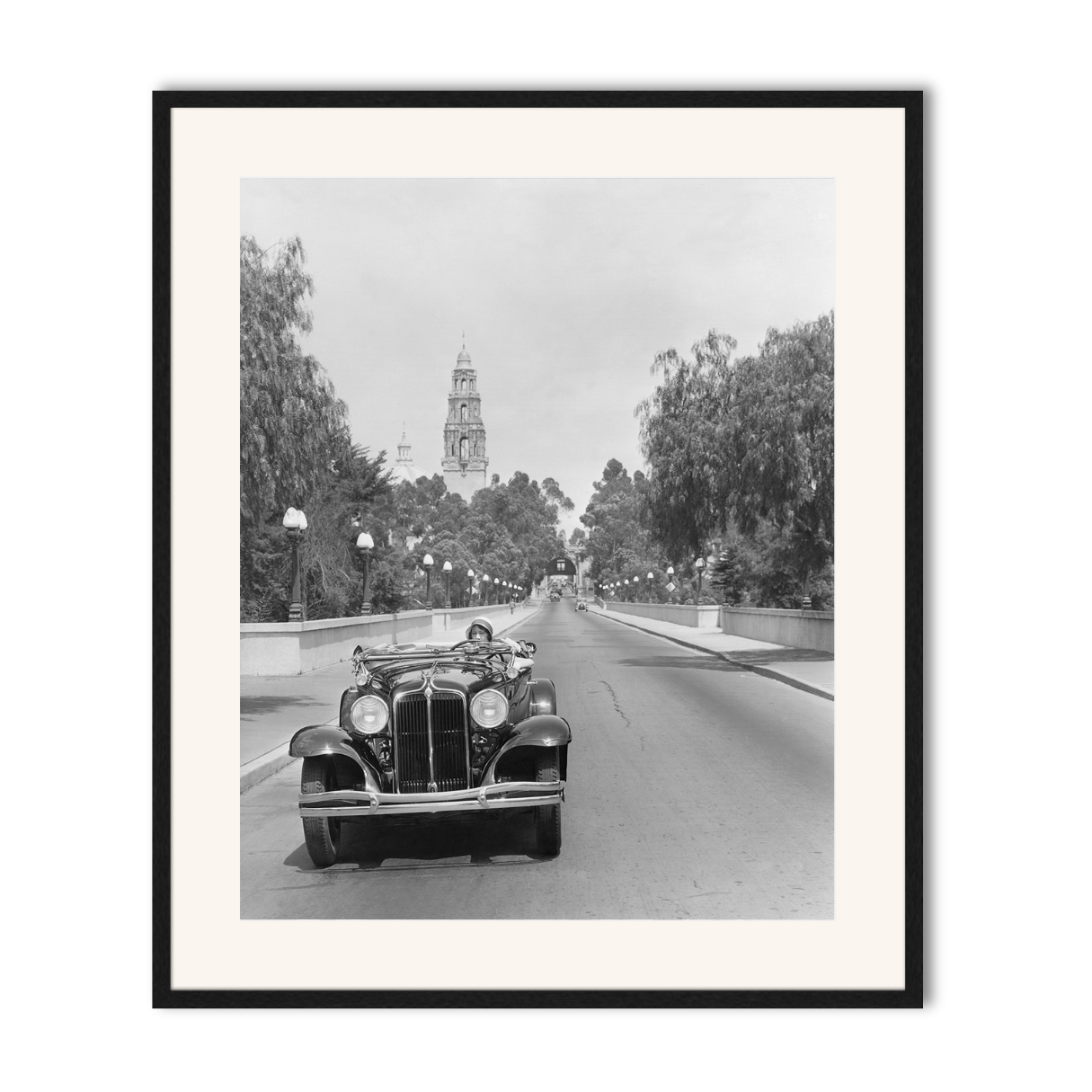 Young woman Driving on Cabrillo Bridge, 1931.