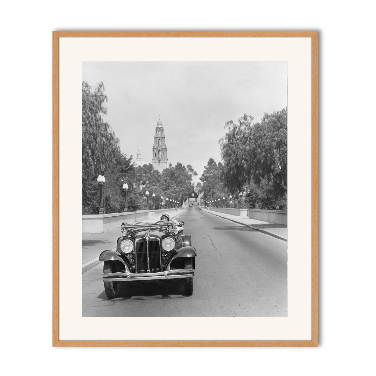 Young woman Driving on Cabrillo Bridge, 1931.