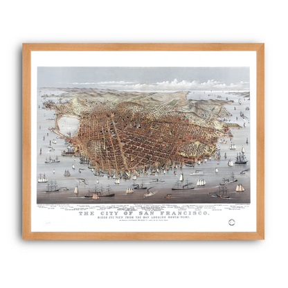 Map of San Francisco, 1878. Bird's Eye View from the Bay Looking South-West