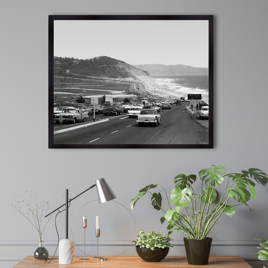 Highway 101 Traffic Near Torrey Pines State Beach, 1961