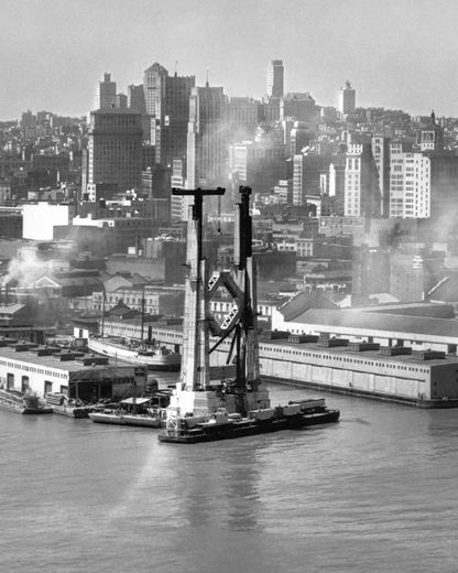 View of the Bay Bridge under construction and San Francisco skyline, 1934