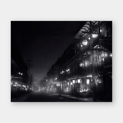 Chinatown street at night lit with lanterns, 1903