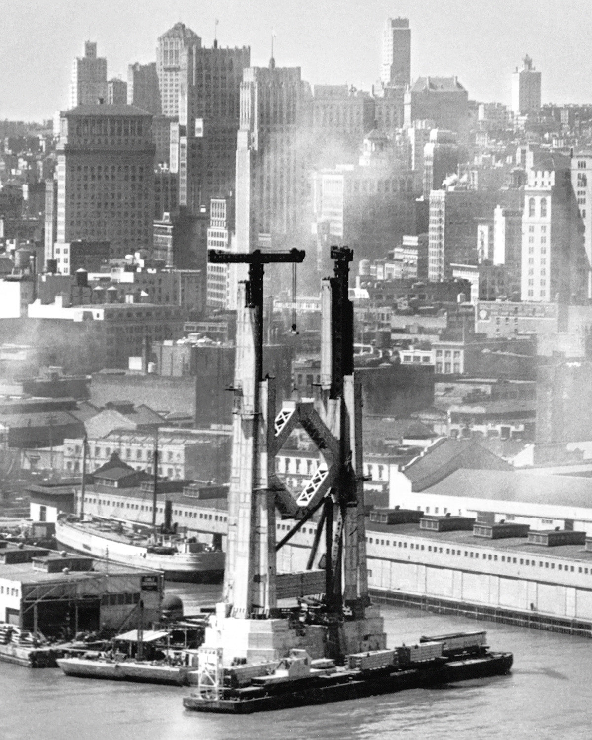 View of the Bay Bridge under construction and San Francisco skyline, 1934
