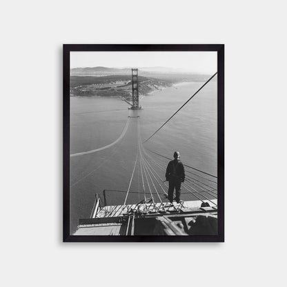 Man Standing on Cables of Golden Gate Bridge During Construction, 1935.