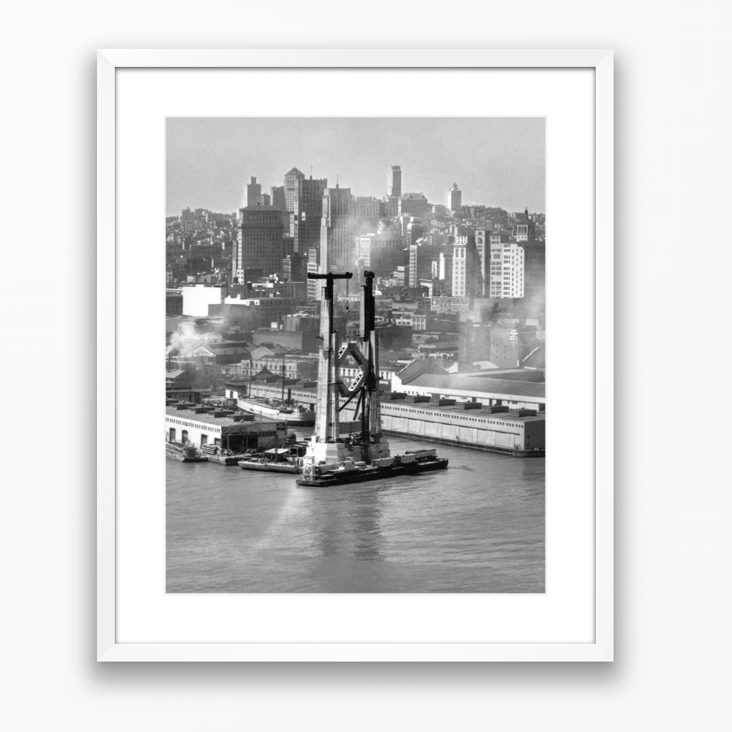 View of the Bay Bridge under construction and San Francisco skyline, 1934