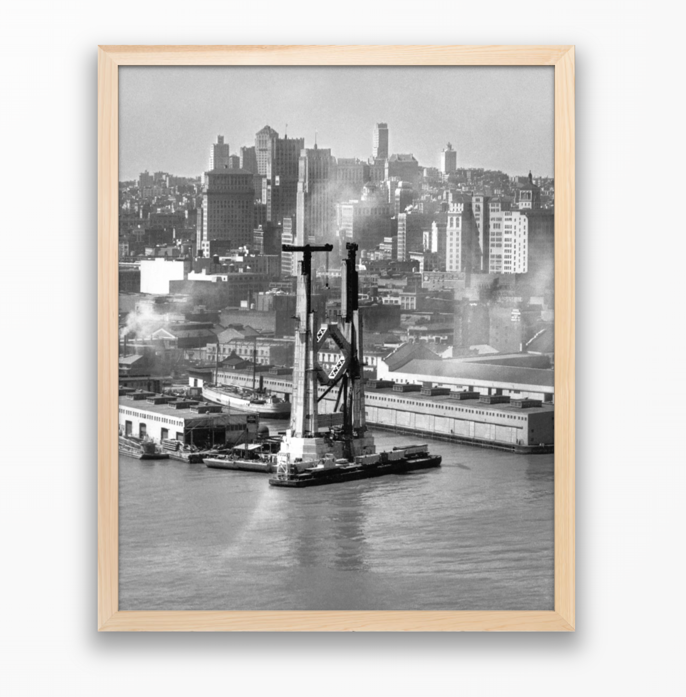 View of the Bay Bridge under construction and San Francisco skyline, 1934