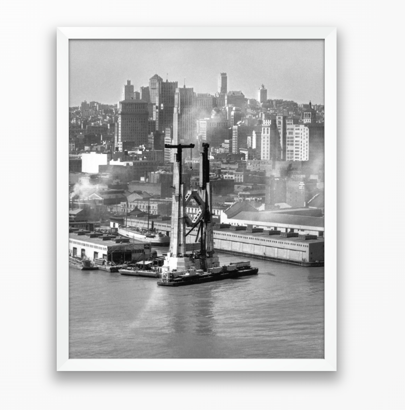 View of the Bay Bridge under construction and San Francisco skyline, 1934
