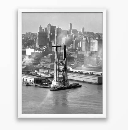 View of the Bay Bridge under construction and San Francisco skyline, 1934