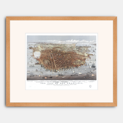 Map of San Francisco, 1878. Bird's Eye View from the Bay Looking South-West