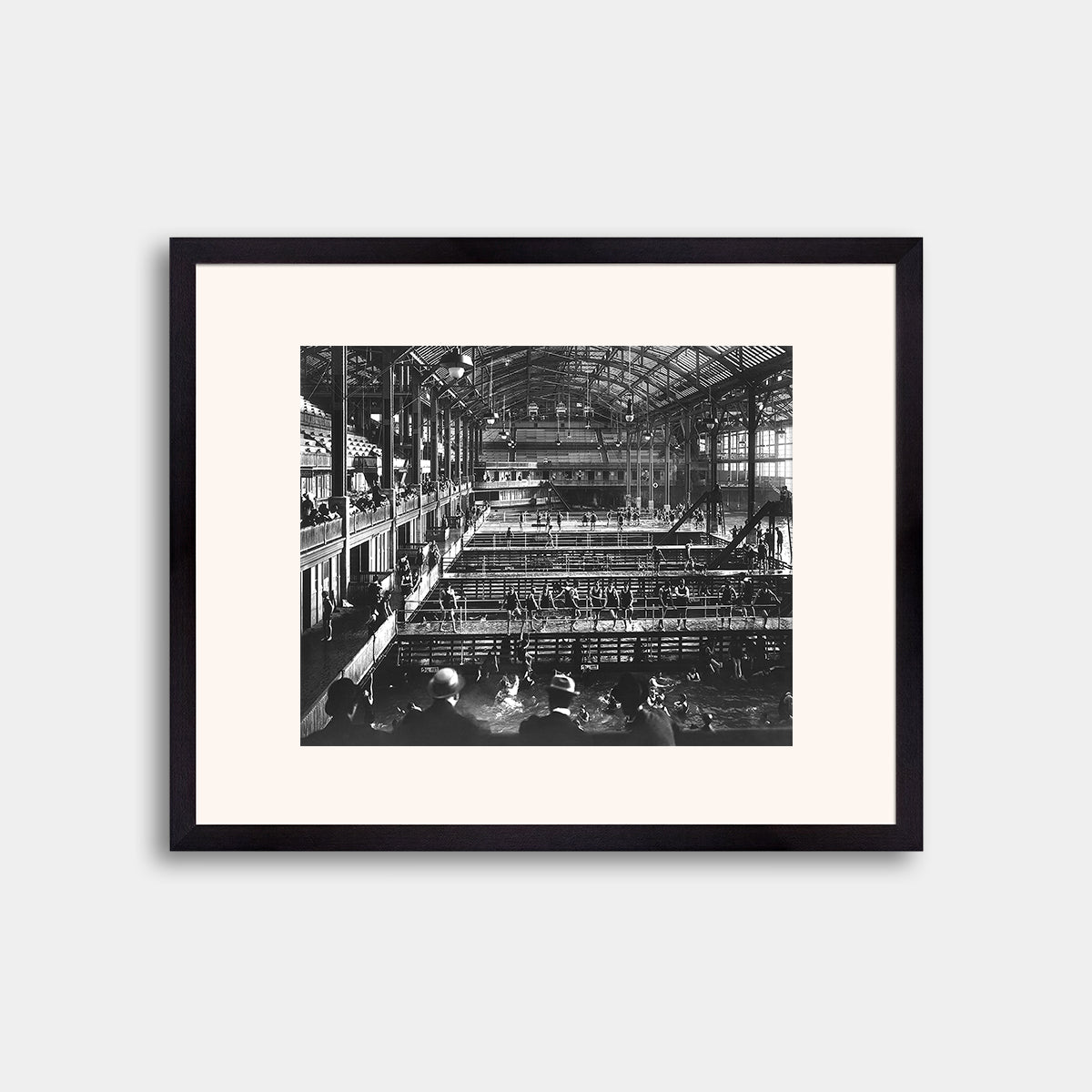 View of Sutro Baths with Spectators and Small Pools, circa 1900