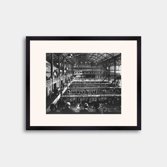 View of Sutro Baths with Spectators and Small Pools, circa 1900