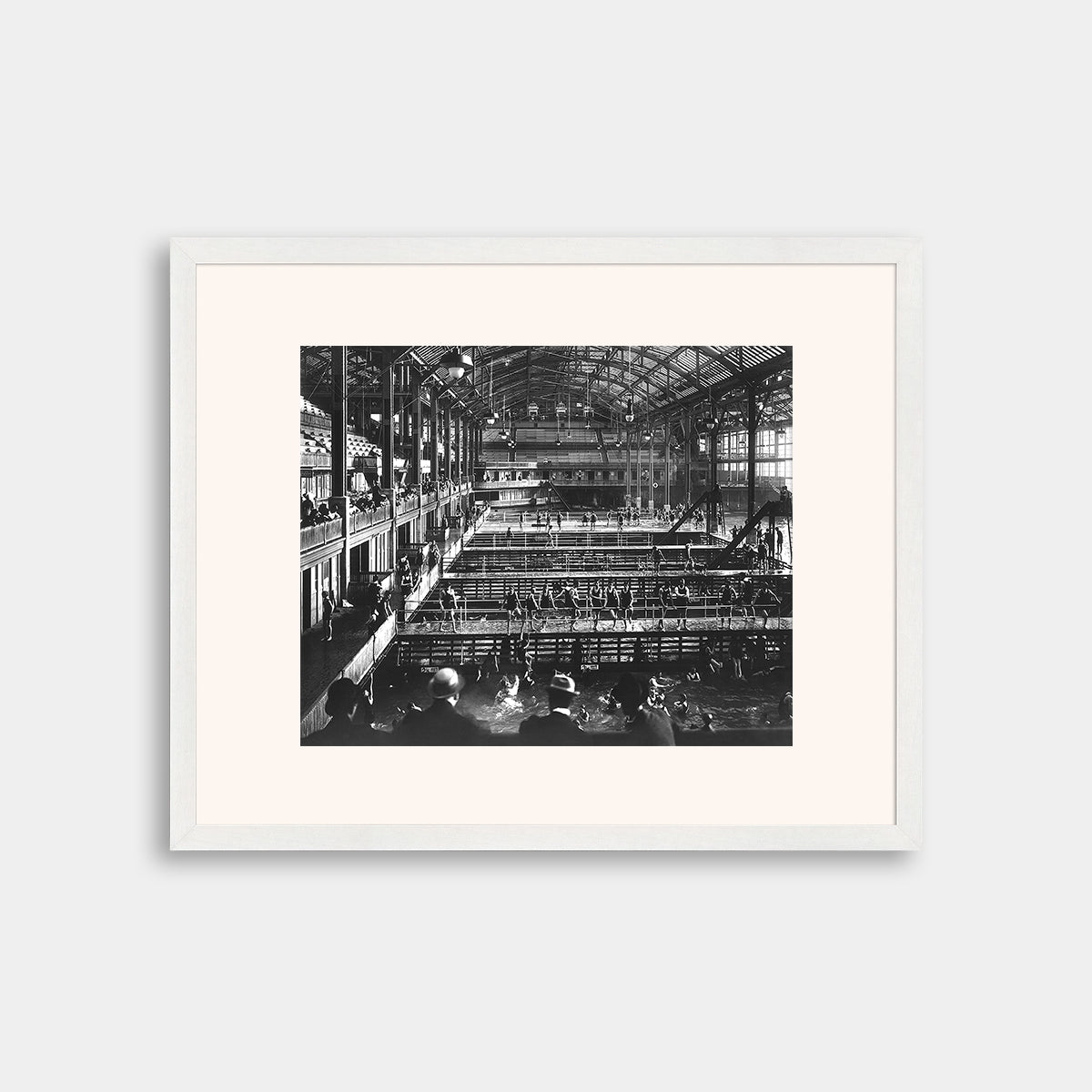 View of Sutro Baths with Spectators and Small Pools, circa 1900