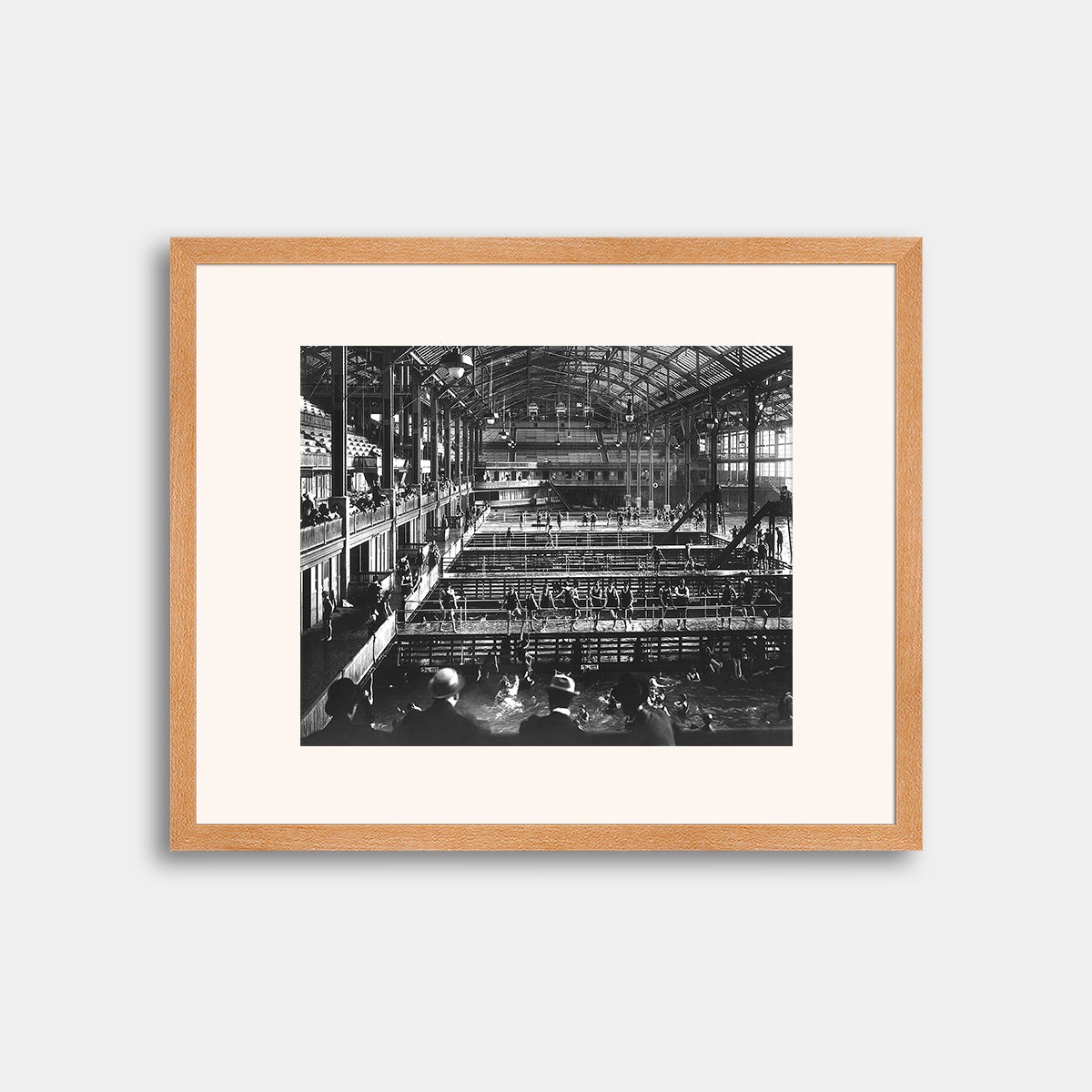 View of Sutro Baths with Spectators and Small Pools, circa 1900
