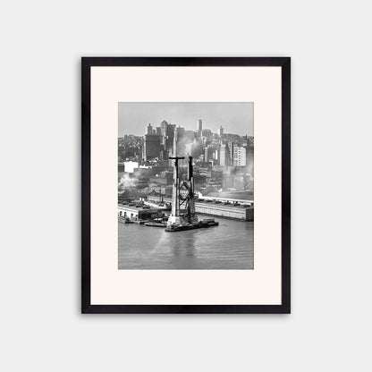 View of the Bay Bridge under construction and San Francisco skyline, 1934