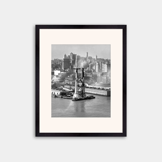 View of the Bay Bridge under construction and San Francisco skyline, 1934