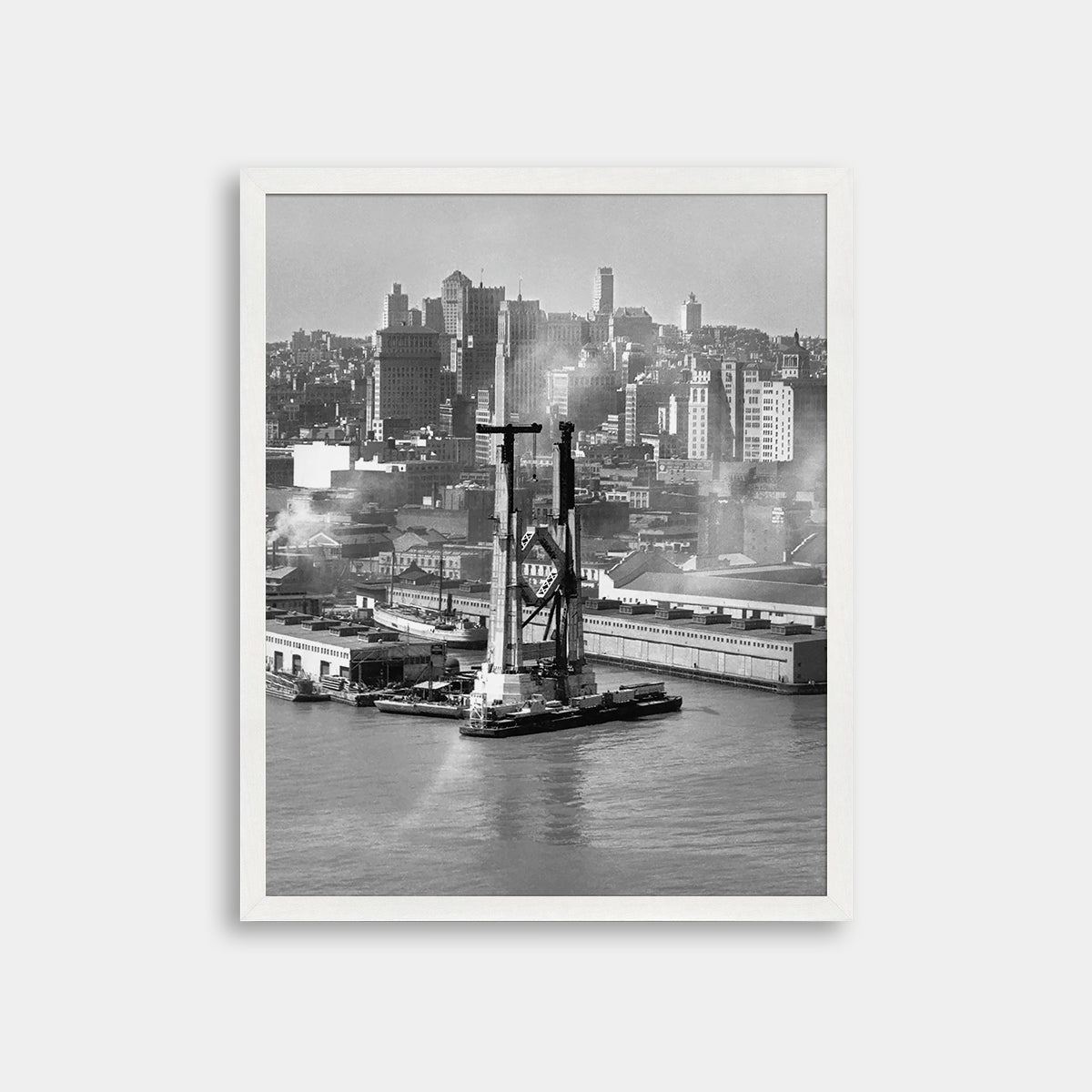 View of the Bay Bridge under construction and San Francisco skyline, 1934
