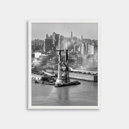 View of the Bay Bridge under construction and San Francisco skyline, 1934