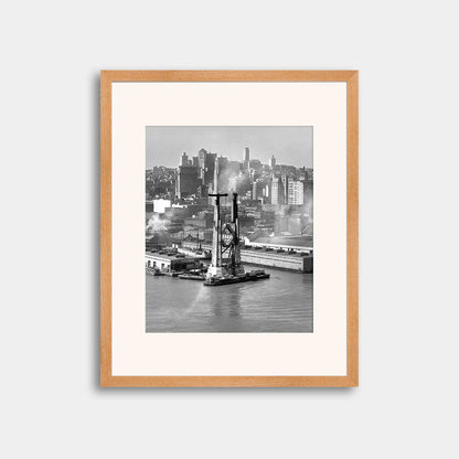 View of the Bay Bridge under construction and San Francisco skyline, 1934