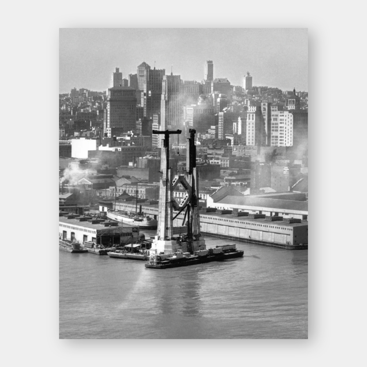 View of the Bay Bridge under construction and San Francisco skyline, 1934