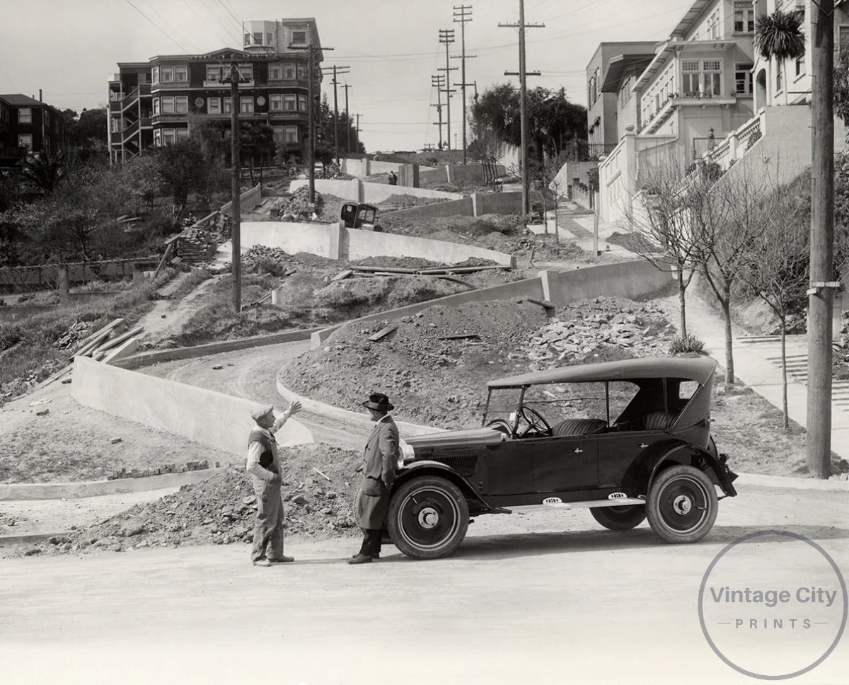 Lombard Street Under Construction, 1922