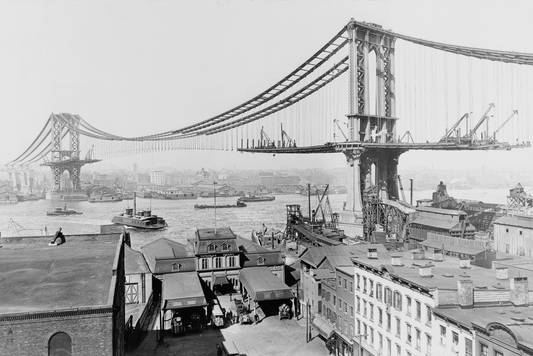 Manhattan Bridge under construction, 1909