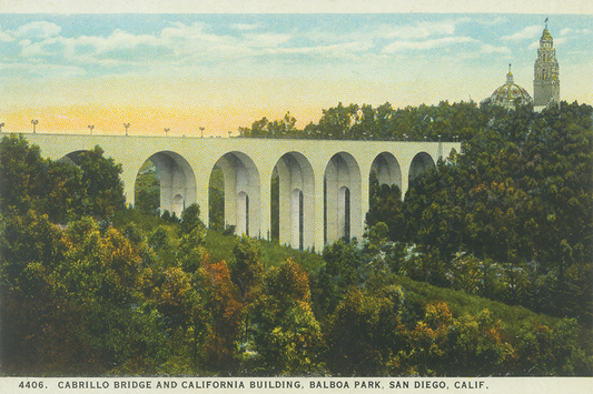 Cabrillo Bridge and California Building, Balboa Park, 1930s